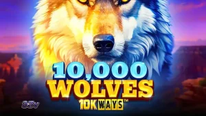 Tampilan visual slot 10,000 Wolves 10K Ways dengan tema serigala
