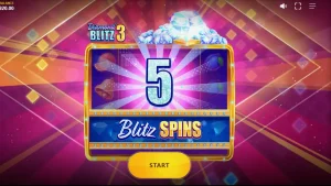 Diamond Blitz 3 slot gameplay dengan simbol permata dan fitur Wild yang bergerak